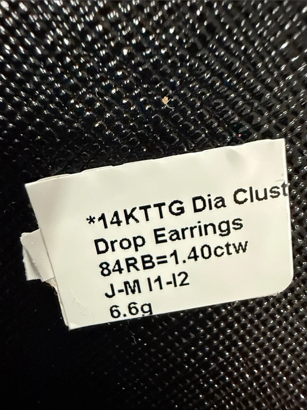 14KTTG dia cluster drop Earrings 84RB=1.40ctw j-m11-12 6.6grams